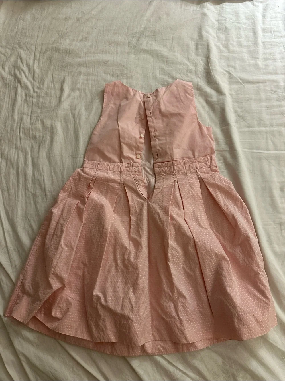 Jacadi Pale Pink Pleated Bow-Trim Dress Sleeveless Midi Kids Size 6A